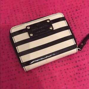 Kate Spade Black and Cream Striped Wallet
